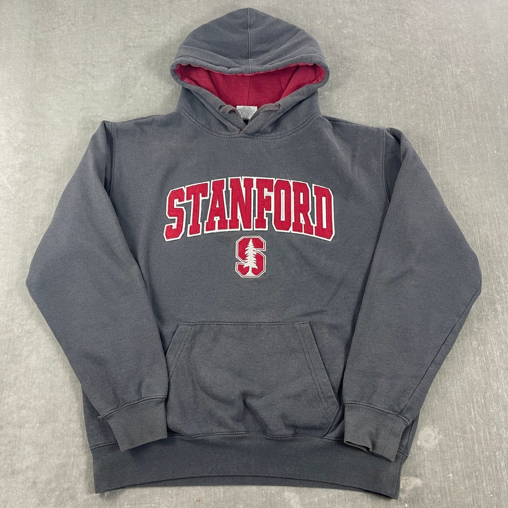 Stanford Stadium Athletics Mens M Charcoal Gray Hoodie‎ Applique Fleece Pullover